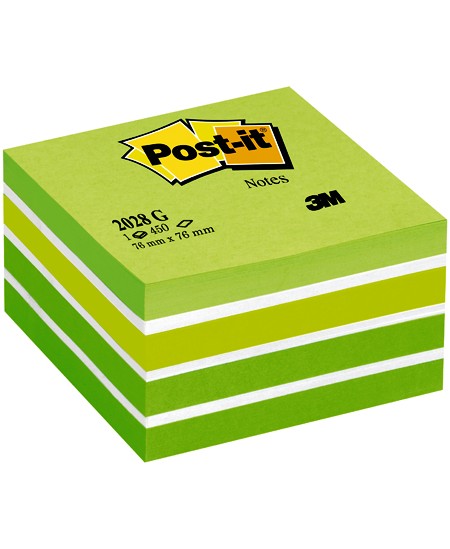 Lipnių lapelių kubas Post-it® Green Pastel, 76x76 mm, 450 lapelių