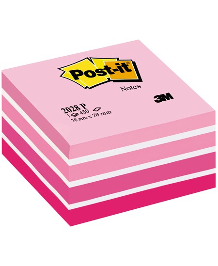Lipnių lapelių kubas Post-it® Pink Pastel, 76x76 mm, 450 lapelių