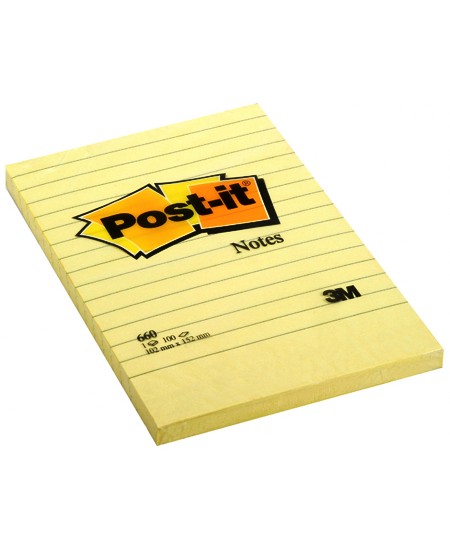 Lipnūs lapeliai užrašams POST-IT Notes, 102x152 mm, 100 lapelių, linija
