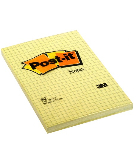 Lipnūs lapeliai užrašams POST-IT Notes, 102x152 mm, 100 lapelių, langeliais