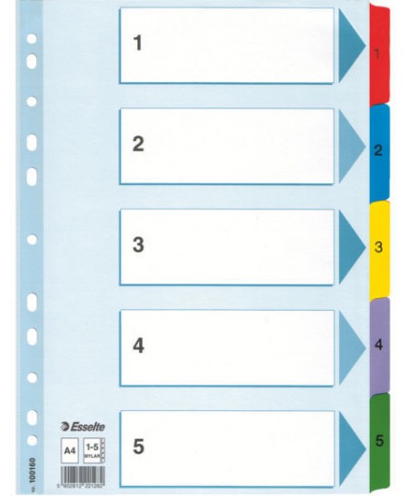 Skiriamieji lapai ESSELTE, 1-5, spalvoti, A4