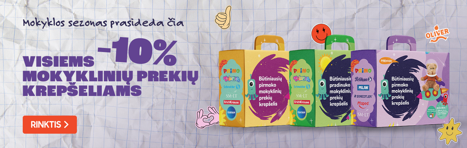 Mokyklinių prekių rinkiniams 10% nuolaida