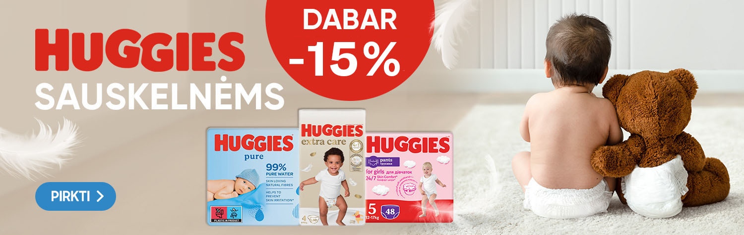 Huggies sauskelnėms -15%