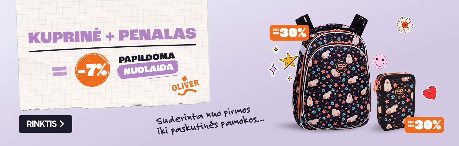 Perkant kuprinę ir penalą - 7% papildoma nuolaida